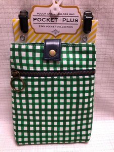 ☆新品☆POCKET＋PLUSポケットプラス/ポシェット、斜め掛けバッグ/チェックグリーン