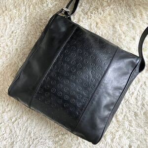 【近年モデル!! 美品!!】GIORGIO ARMANI ジョルジオアルマーニ ショルダーバッグ サコッシュ ボディ ビジネス ロゴ レザー メンズ ブラック