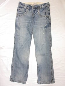 美品 【TOMMY HILFIGER DENIM トミーヒルフィガーデニム】 ダメージ加工 クラッシュ デニム パンツ ジーンズ (メンズ) W32 青 □27MPA1978