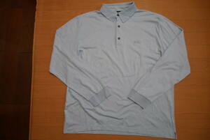 HUGO BOSS 長袖ポロシャツ ゴルフシャツ ワンポイント刺繍ロゴ 淡い水色 サイズXL