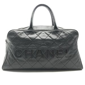 1円 CHANEL シャネル ロゴ マトラッセ ラムスキン ボストン ハンド バッグ ブラック レディース ブランド 鞄 a6516