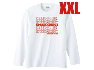 SPEED ADDICT… L/S T-shirt WHITE XXL/白2xl大きめサイズ長袖tシャツロンteeビンテージチョッパーハーレーバイクアメカジ古着60s70s80s90s