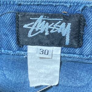 超希少★80s USA製 初期 STUSSY ビンテージ デニム ハーフパンツ オールドステューシー ショーンフォントロゴ オールドサーフ アメリカ古着