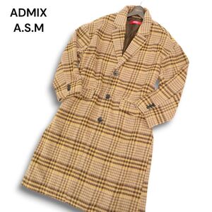 ADMIX A.S.M アトリエサブ メン 秋冬 ウール混★ オーバーサイズ チェック チェスター コート Sz.50 メンズ ASM　C4T11635_C#N