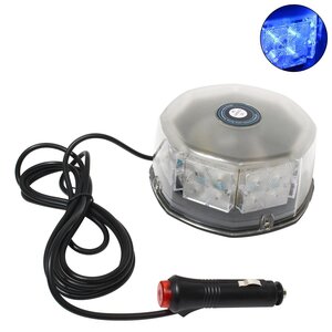 拡散レンズ LEDランプ 強力マグネット式 32LED 12V 24V [ ブルー/青 ] シガー 電源 警告灯 非常灯 回転灯 作業灯 トラック 大型車 船 船舶