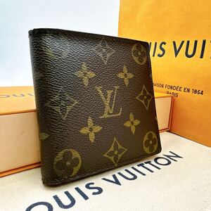 3824【美品】LOUIS VUITTON ルイヴィトン モノグラム ポルトフォイユマルコ 二つ折り財布 小銭入れ付 ウォレット M61675/CA0065