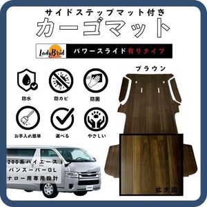 200系トヨタハイエースバンスーパーGLナロー用/カーゴマット/フルフロアマット/レジアス/フローリング/専用設計　ブラウン柄