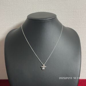 美品 SILVER シルバー TASAKI タサキ Xモチーフ 真珠 ベビーパール ネックレス ペンダント アクセサリー