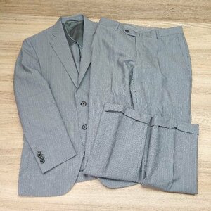 THE SUIT COMPANY 背抜き RAIN & TRAVEL 薄手 ストライプ S パンツスーツ サイズ165-8Drop ライトグレー メンズ