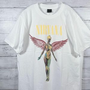 Nirvanaニルヴァーナ バンドTシャツ インユーテロ　ロックTシャツ 白L　メンズ