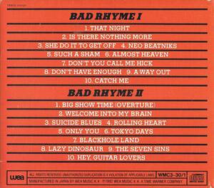 CD　2枚組　NOBODY　ノーバディ　「BAD RHYME」　10th Anniversary Special Package　1992年　WEA MUSIC