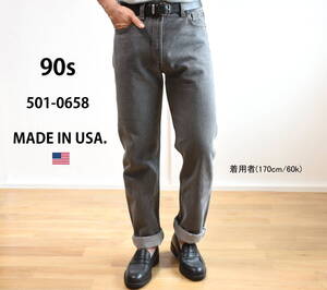 USA製！90s リーバイス 501-0658 先染めブラックデニムパンツ W30　　90年代 93年 米国製 アメリカ製 MADE IN USA