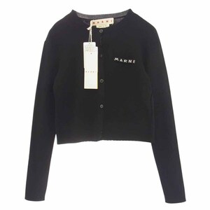 MARNI マルニ CDMD0348Q0 FV119 ロゴ ブラック ハーフ ＆ ハーフ カーディガン ブラック系 38【極上美品】【中古】