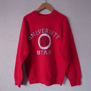 ノーブランド　LOGO UNIVERSITY UTAH【 USED古着メンズ長袖トレーナーラグラン袖 】(赤) 　　631-5L2703