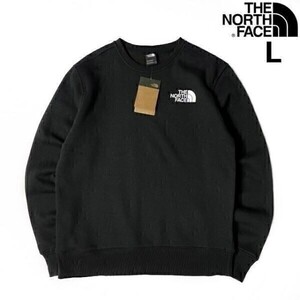 1円～!売切!【正規新品】THE NORTH FACE◆LOGO PULLOVER CREW トレーナー スウェット US限定 裏起毛 男女兼用 キャンプ(L)黒① 181130-22