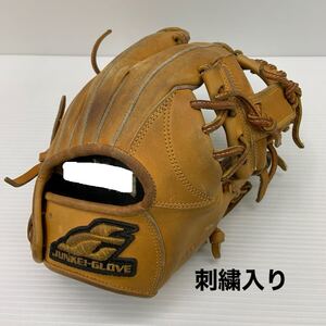 G-3846 ジュンケイ JUNKEI-GLOVE 中学 硬式 内野手用 JG-Y4111 グローブ グラブ 野球 中古 刺繍入り