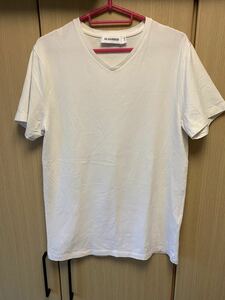 国内正規 17SS JIL SANDER ジルサンダー Vネック ストレッチ Tシャツ カットソー 白 M JSUM706013 MM257308