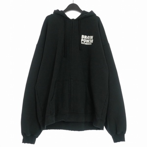 ヴェトモン VETEMENT 23SS BRAIN POWER ZIP-UP HOODIE フーディ パーカー 長袖 XS 長袖 ブラック 黒 UE63HD300B メンズ レディース