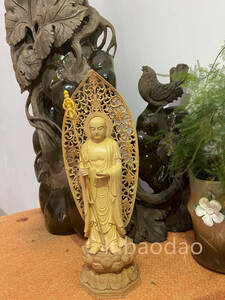 総柘植材 阿弥陀如来 立像 仏教工芸品　木彫仏教　精密彫刻　極上品　仏師で仕上げ品