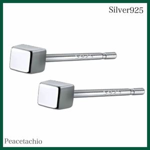 ピアス　シルバー　Silver925 四角　クール　2mm　小さい　小ぶり　ミニサイズ　ミニピアス　プチギフト　贈り物 専用収納ケース付