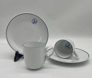 【い-9-73】60 ROYAL COPENHAGEN マグカップ プレート ペアセット ブルーライン ロイヤルコペンハーゲン 洋食器 コレクション 中古品