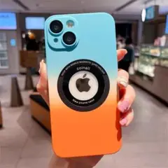 iphone13 PCケース　青+オレンジ　MagSafe対応