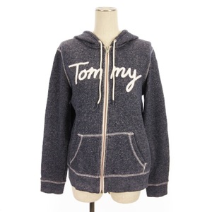 トミーヒルフィガー TOMMY HILFIGER スウェット パーカー 長袖 ジップアップ ロゴ コットン混 青系 ブルー系 M レディース