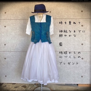 NONA★【藍色の神秘】ベスト ハンドメイド 紺色　藍染 古布　和布