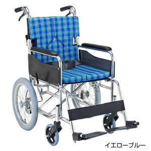 スタンダードモジュール車いす SMK30 座面幅42cm／イエローブルー（マキテック）SMK30-4243AK 介助式車いす・背折れタイプ