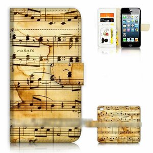 iPod Touch 5 6 アイポッド タッチ ファイブ シックス 音符 楽譜 ヴィンテージ感 スマホケース 手帳型ケース スマートフォン カバー