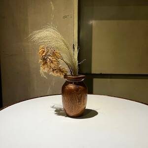 vintage Wood Flower Vase 一輪差し 花器 木製 花瓶 フラワーベース 民藝 ウッド インテリア ヴィンテージ アンティーク 小物 ペン立て C