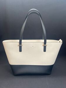 ケイトスペード　Kate spade NEW YORK レザー トートバッグ 美品　黒×白　ピンク裏地　ハンドバッグ