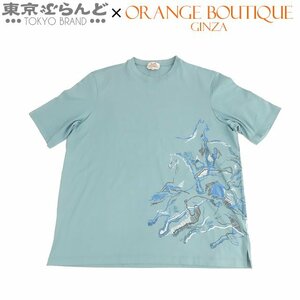 101717193 エルメス HERMES カヴァルカード 半袖Tシャツ H257830 グリーン系 セラドン コットン ホース柄 馬 XXL トップス メンズ