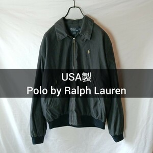USA製 Polo by Ralph Lauren Lサイズ ブラック スイングトップ スウィングトップ ブルゾン ジャケット ドリズラー ラルフローレン 古着