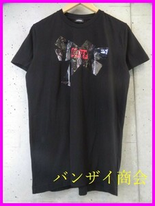 【送料300円可】4101s1◆良品です◆DIESEL ディーゼル ボックスロゴ 半袖Tシャツ M/カットソー/デニムジャケット/パンツ/カットソー/黒