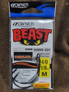 ★OWNER★Weighted shank Twistlock Beast HOOK SIZE 4/0 WEIGHT SIZE 1/8oz CPS SIZE M オーナー ウエィテッド 開封済未使用品2本