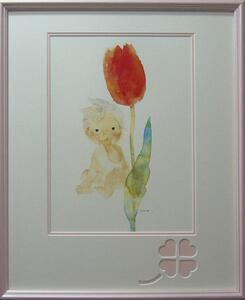 いわさきちひろ 絵画 複製画 チュリップ と赤ちゃん 送料無料