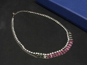 ■新品■未使用■ SWAROVSKI スワロフスキー ラインストーン ビジュー ネックレス アクセサリー レディース シルバー系×ピンク系 AK7857