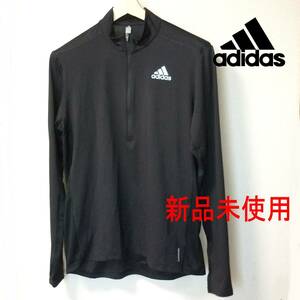 大きいサイズ◆新品未使用◆送料無料(メンズ2XL)(XO)adidas アディダス 黒　オウン ザ ラン 1/2ジップ(ハーフジップ) 長袖Tシャツ ロンT