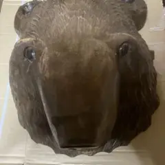 木製クマの頭部彫刻 約30cm