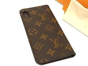 ■美品■ LOUIS VUITTON ルイヴィトン M67482 モノグラム フォリオ iPhoneXR 対応 手帳型 アイフォンケース ブラウン系 AY5148