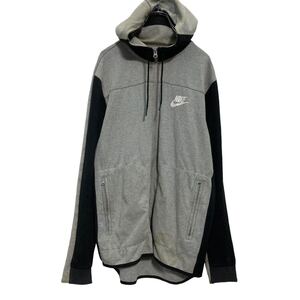 NIKE ジップアップ ロゴスウェット パーカー L グレー ブラック ナイキ 古着卸 アメリカ仕入 a610-5296