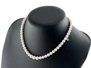 6E2★良品/MIKIMOTO ミキモト★ アコヤ 真珠 ネックレス 留め具 SIL刻印 Mチャーム パール アクセサリー Pearl necklace