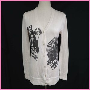 ★HYSTERIC GLAMOUR/ヒステリックグラマー HOOCHIE COOCHIE WOMAN ニットカーディガン FREE/レディースS相当/ベージュ/Vネック&1016900113