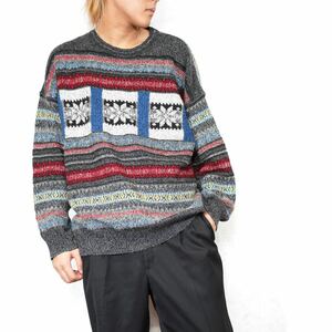 EU VINTAGE MONELLO PATTERNED DESIGN KNIT/ヨーロッパ古着柄デザインニット