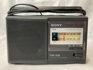 ★昭和レトロラジオ 稼働品★SONY ソニー ポータブルラジオ ICF-29 FM/AMワイドFM対応【通電/動作確認済】小型ラジオ/緊急時/防災/Fb6_60