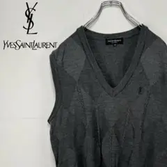 OLD YSL イヴサンローラン ニットベスト セーター 刺繍ロゴ 古着