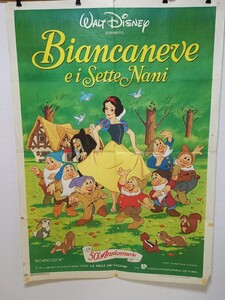 F109 イタリア版 希少 特大 ポスター 洋画 BIANCANEVE E I SETTE NANI 白雪姫 1000×1400 サイズ レトロ 当時物 ディズニー 1987