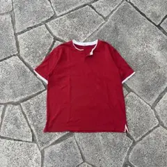 00s Old Uniqlo Tシャツ　半袖　カットソー　レッド　リンガー