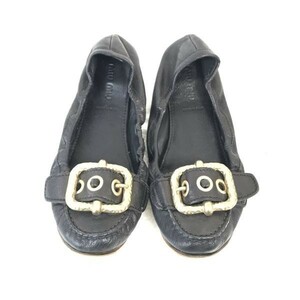 miumiu/ミュウミュウ☆レザーフラットシューズ【36.5/23.0-23.5程度/黒/black】バレエシューズ/パンプス/靴/Shoes/sandal◇cQ-557